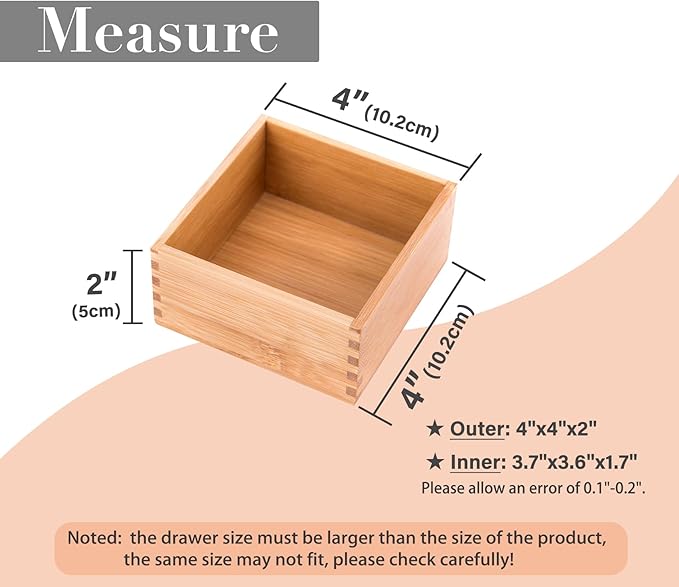 Bamboo Organizer Storage Boxes for Tabletop Bathroom Dresser Organizer Small - Image 2