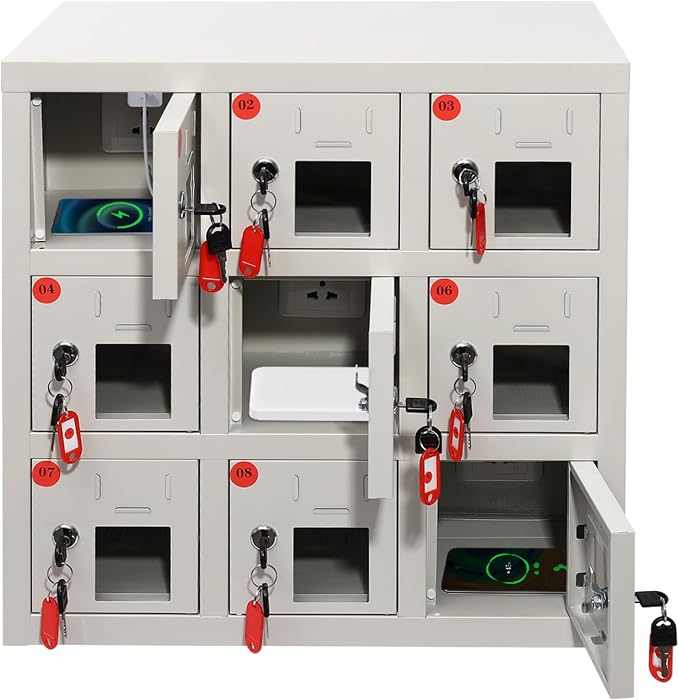9 Slot Cellphone Charging Station Cell Phone Locker Cellphone Storage Cabinet by juckeyroot