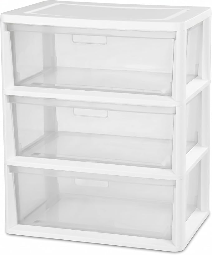 3 Drawer Storage Tower, Wide Plastic Floor Organizer by Unknown