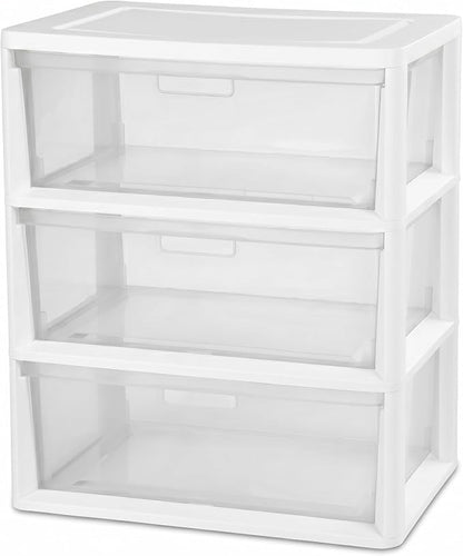 3 Drawer Storage Tower, Wide Plastic Floor Organizer by Unknown
