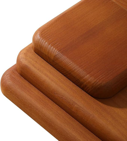 Wooden Jewelry Display Tray Rounded Rectangle Ring Showcase Stackable Elegant - Image 6