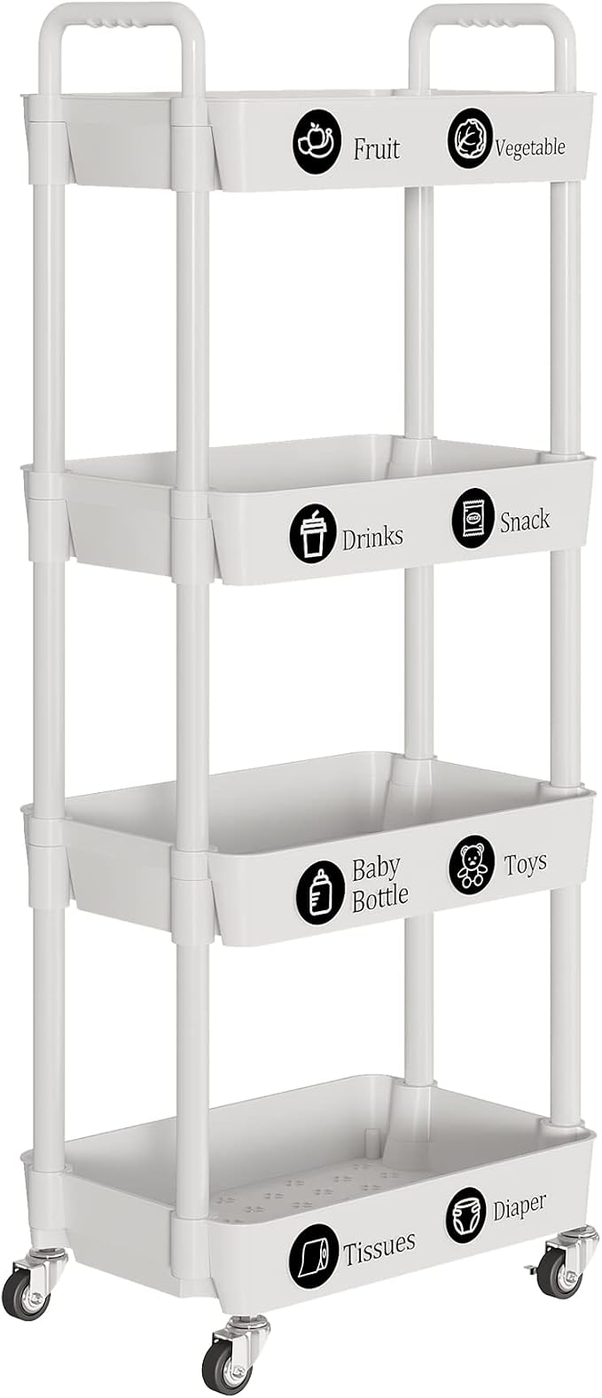 Laiensia 4-Tier Storage Carts, Mobile Shelving Unit Cart - Image 8