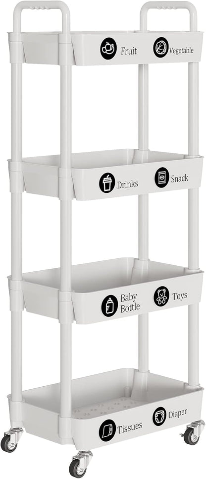 Laiensia 4-Tier Storage Carts, Mobile Shelving Unit Cart - Image 8