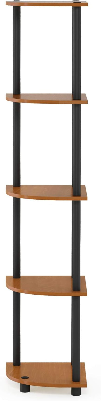 Furinno TURN-N-TUBE Corner Shelf, 5-Tier Corner Bookshelf, Open Storage Shelves - Image 4