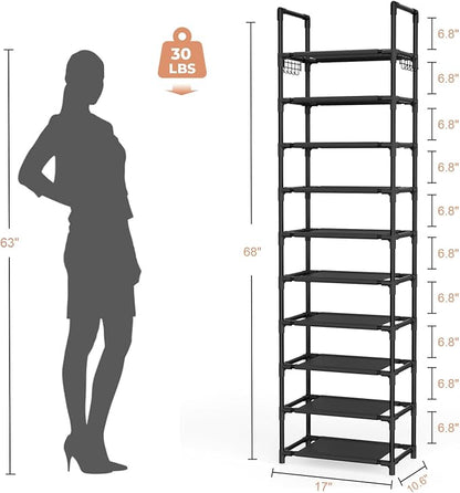 LANTEFUL 10 Tiers Shoe Rack 25 Pairs Large Capacity Tall Shoe Organizer Sturdy - Image 3