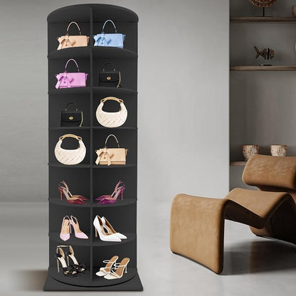 Rotating Shoe Rack, Free Standing Vertical Handbag Rotate Display Storage - Image 4