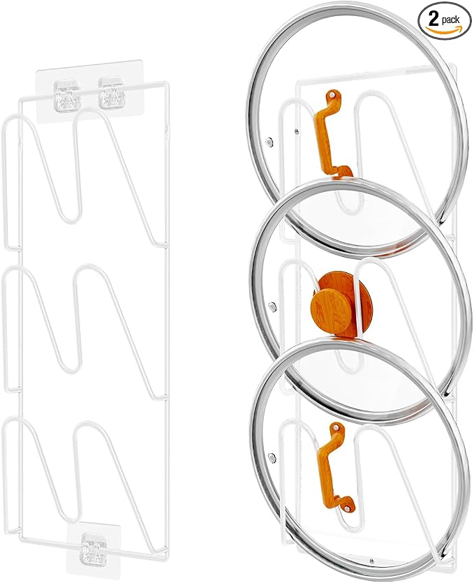 2 Pack Pot Lid Organizer Rack, 6-Tier Pot Lids Holder by Durmmur