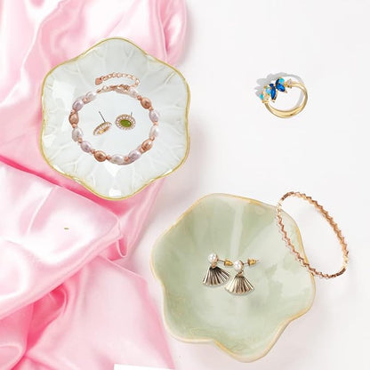 Binoster 2 Pcs Ceramic Jewelry Dish, Jewelry Tray Key Tray, Small Ring Dish - Image 2