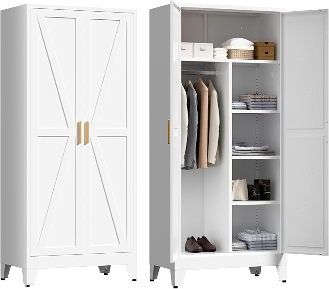 71" Tall Metal Wardrobe Closet by LCAOPC