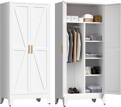 71" Tall Metal Wardrobe Closet by LCAOPC