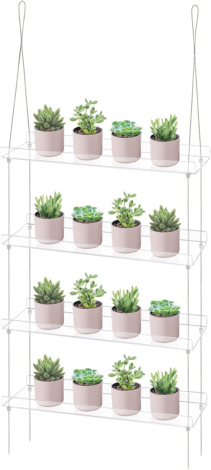 Sumerflos 4 Tier Acrylic Window Boxes Plant Shelves by Sumerflos