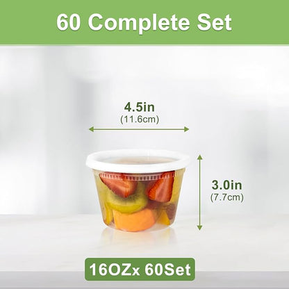 60 Sets Deli Containers with Lids 16 oz, Leak-Proof & BPA Free Airtight Takeout - Image 2