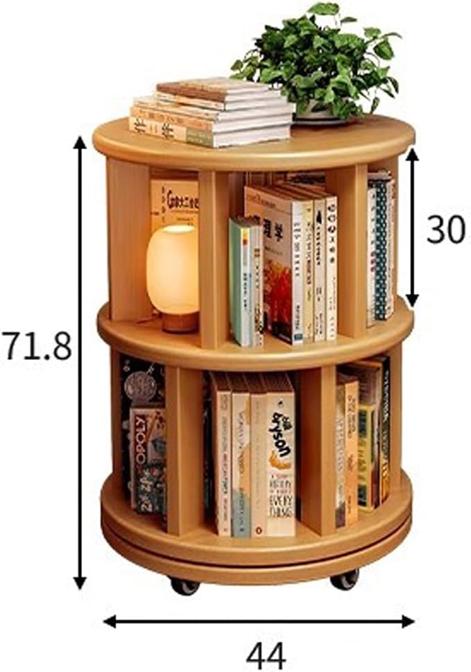 Rotating Bookshelf Tower 2/3/4/5/6 Tier Wood Rotating Bookshelf Wooden Book - Image 2