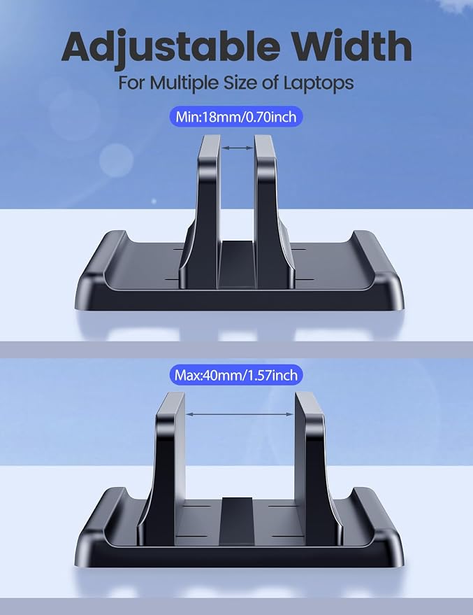 Vaydeer Vertical Laptop Stand Holder Organizer Plastic Adjustable Desktop - Image 7