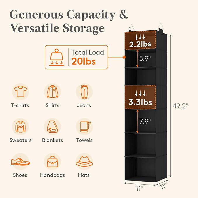 Lifewit 7 Tier Hanging Closet Organizer and Storage - Image 3