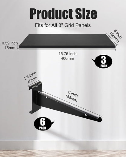3 Pcs Gridwall Shelf with Metal Brackets, Visualizer, Workbench and Bitchenette - Image 2