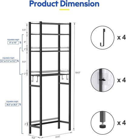 samstar 4 Tier Over The Toilet Storage Rack, Bathroom Organizer Shelves Cabinet - Image 2