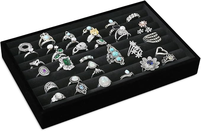 MOOCA 2 Pcs Set Ring Tray Display, Ring Showcase Display Jewelry Organizer Stand - Image 2