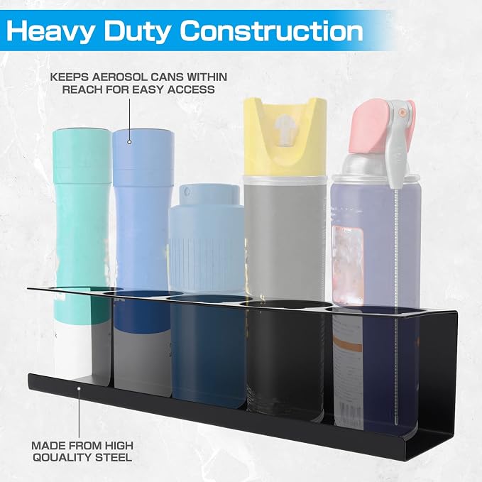 RealPlus Aerosol Spray Can Holder Rack Organizer, 5 Can Spray Bottle Holder - Image 4