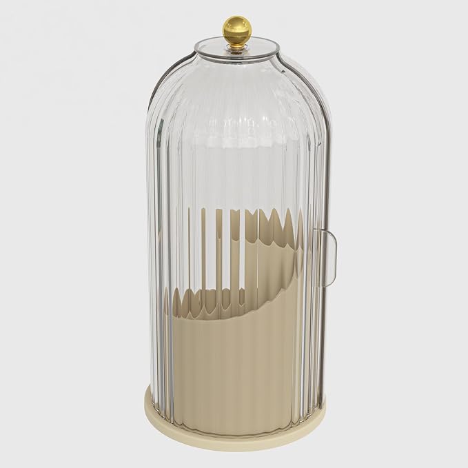 Makeup Brush Holder with Lid 360 Rotating Clear Dustproof Make Up Organizers - Image 7