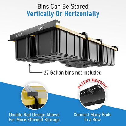 HANDT Overhead Garage Storage Rack, Connectable Heavy Duty Metal Ceiling Rails - Image 2