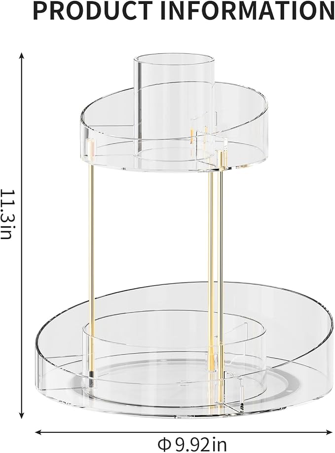 2 tier Makeup Organizer Countertop, 360 Rotating Makeup Organizer - Image 2