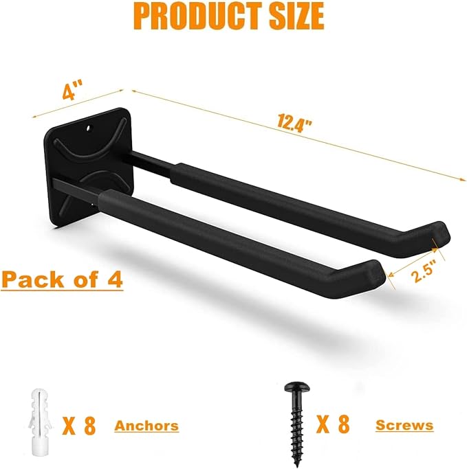 TORACK 4 Pack Garage Storage System Hooks, Heavy Duty Wall Mount Tool Organizer - Image 6