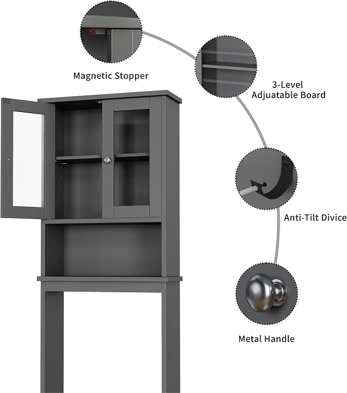 Shintenchi Over the Toilet Storage Cabinet, Bathroom Shelf Organizer - Image 7