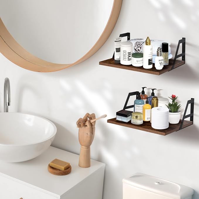 Tectocker-DOU 2 Pc Deep Floating Shelves ; Wall Mounted Hanging Shelves - Image 4