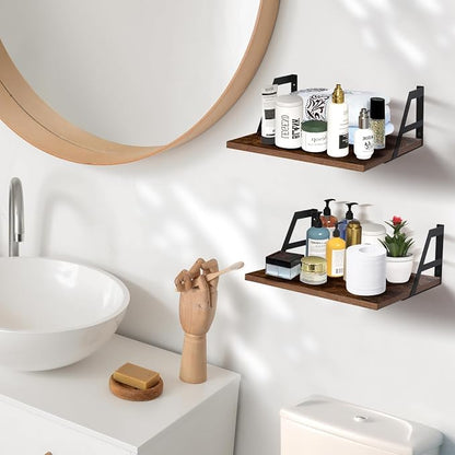 Tectocker-DOU 2 Pc Deep Floating Shelves ; Wall Mounted Hanging Shelves - Image 4