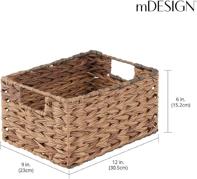 mDesign Woven Farmhouse Kitchen Pantry Food Storage Organizer Basket Bin Box - Image 4