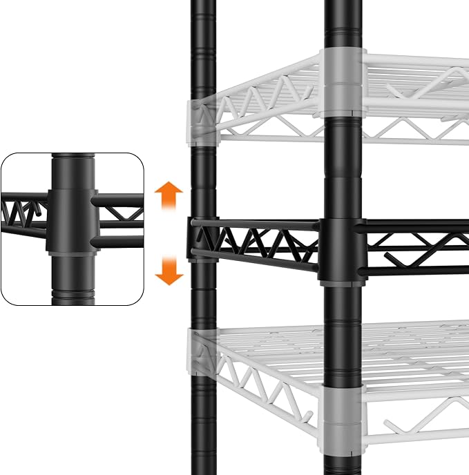 SINGAYE 3 Small Shelves Storage Shelf Wire Shelving Unit Metal Shelf Adjustable - Image 4