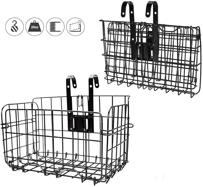 HOMEE Folding Rear Bike Basket Wire Mesh Fold-Up Detachable Front Bag Rear | by HOMEEHouse