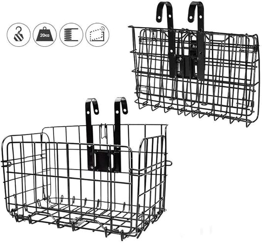 HOMEE Folding Rear Bike Basket Wire Mesh Fold-Up Detachable Front Bag Rear | by HOMEEHouse