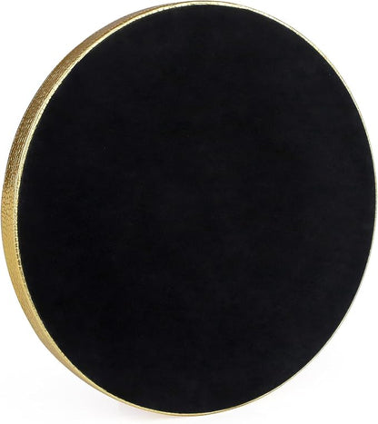 HofferRuffer Round Serving Tray 20'', Elegant Faux Leather Circle Ottoman Table - Image 9