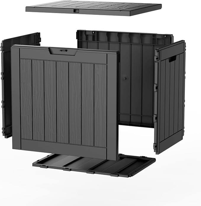 EasyUp 36 Gallon Deck Storage Boxes Outdoor Waterproof, Resin Small Lockable - Image 6