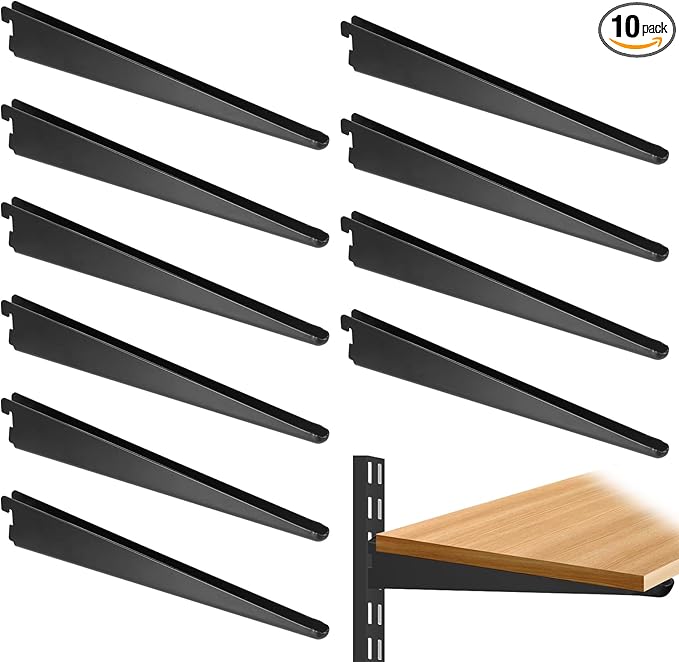 10 Pack 11.5‑Inch Adjustable Wire Shelf Brackets – Heavy‑Duty Double‑Track by Unknown
