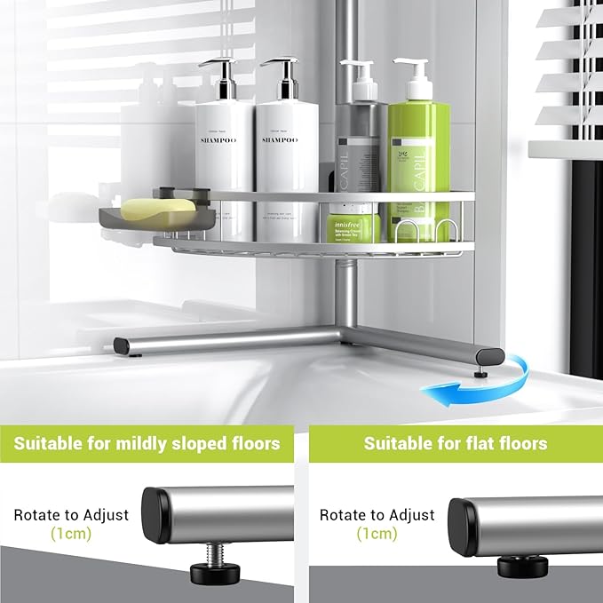 Aitatty Standing Shower Caddy Corner: 4-tier Rustproof Shower Organizer Shelf - Image 5
