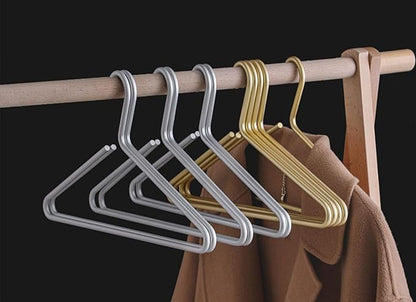 Premium Matte Silvery Aluminum Coat Hangers 6 Piece Set, 16.5” Extra Smooth & - Image 8