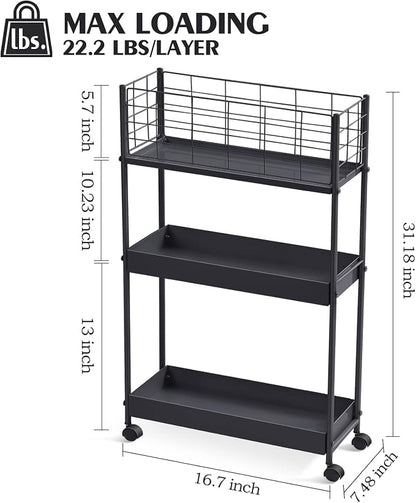 KINGRACK Slim Rolling Storage Cart 3 Tier - Image 8