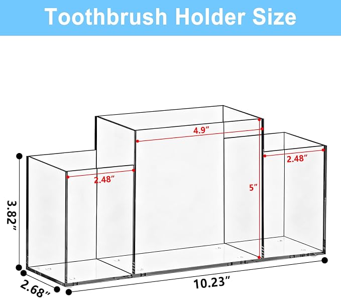 Acrylic Toothbrush Holder for Bathroom Counter, Toothpaste - Image 2