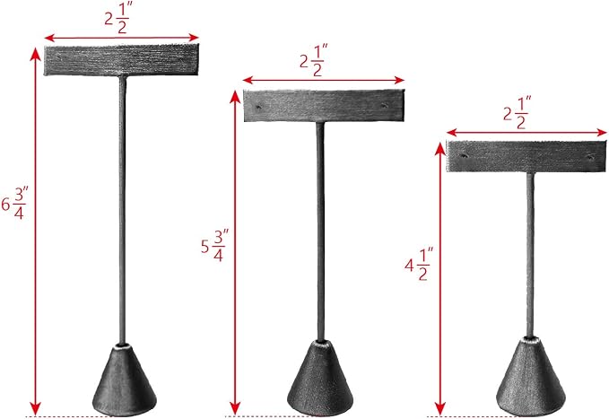 Ikee Design 6pcs Set Steel Grey Leatherette Earring T Stand Display Set - Image 2