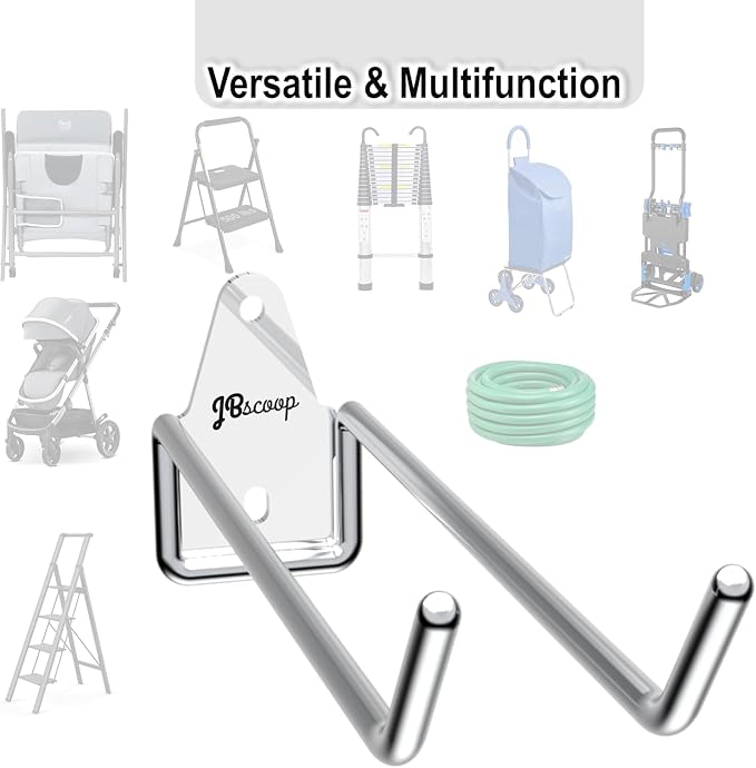 JBscoop 4 Stainless Steel 304 Garage Hooks, Heavy Duty Organizer & Wall Mount - Image 2