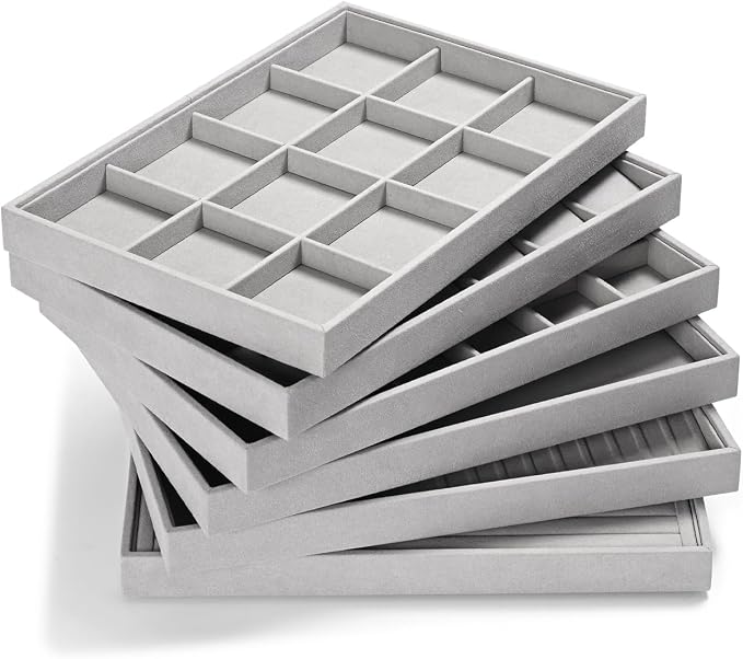 Papte Microfiber Jewelry TrayRing Earring Display Tray Jewelry Drawer Organizer - Image 9