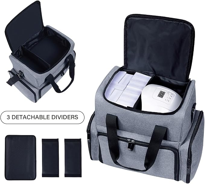 Large Makeup Cosmetic Bag with 3 Removable Case and 2 Removable Dividers Double - Image 4