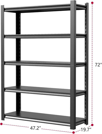 48" W Storage Shelves 2500LBS Garage Shelving Heavy Duty 5 Tier Adjustable - Image 3