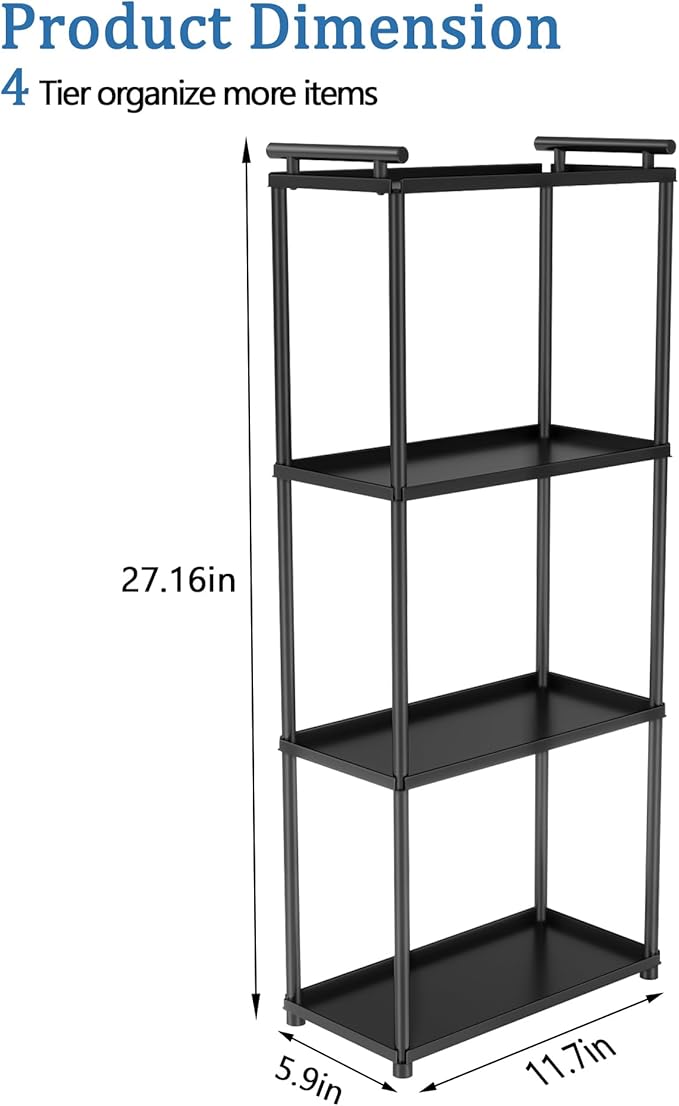 VOTZAAQ Matte Black 4 Tier Bathroom Organizer Countertop, Stainless Steel - Image 3