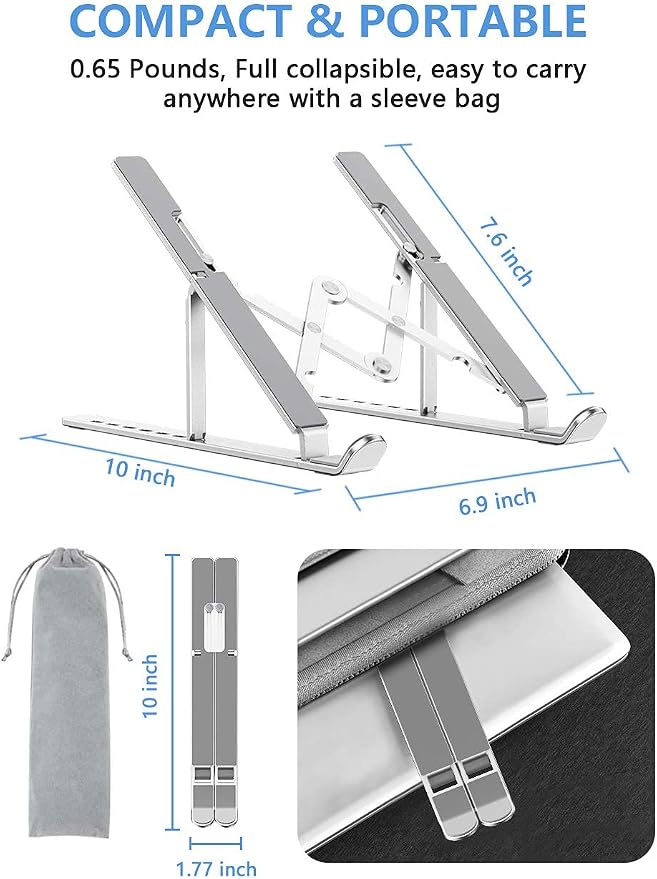 Laptop Stand, Adjustable Aluminum Foldable Portable Holder, Upgrade Whole - Image 3