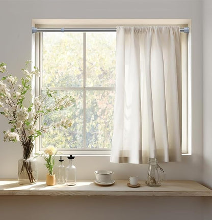AIZESI Silver Spring Tension Curtain Rod, Adjustable, No-Drill | Adjustable No - Image 5