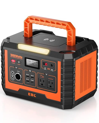 EBL Portable Power Station 1000W, Camping Solar Generator 270000mAh by EBL